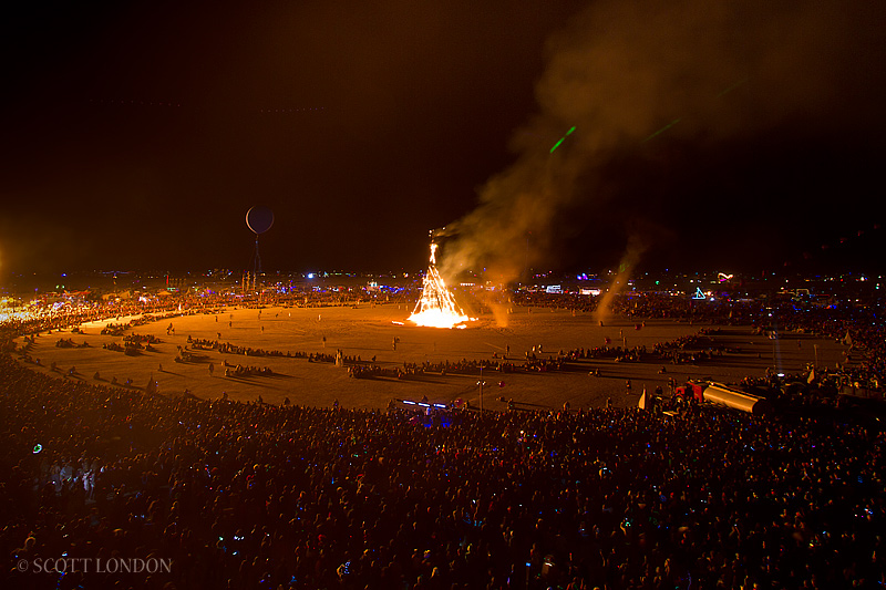 Crowds Gathered Around the Burn Circle