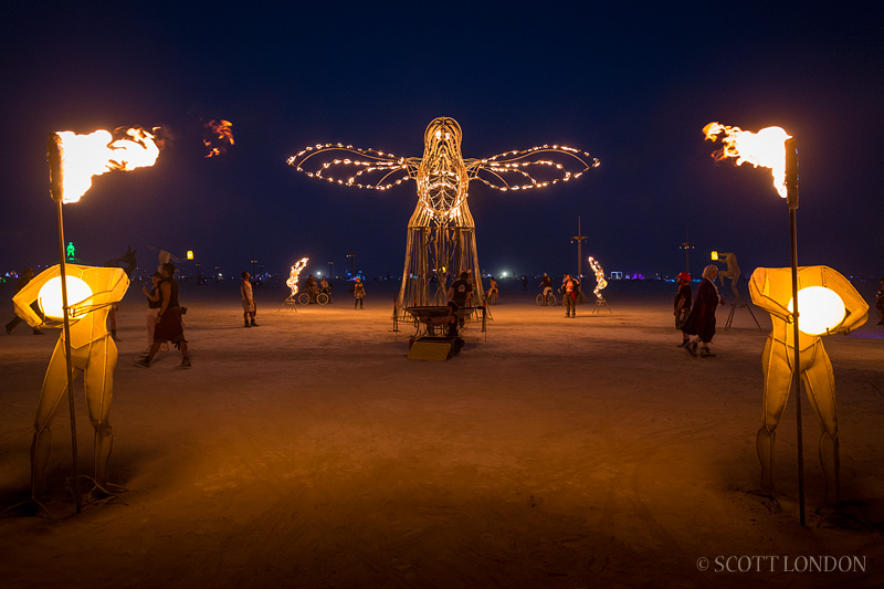 Guardian of Dawn, an installation by the Iron Monkeys at Burning Man 2013 (Photo by Scott London)