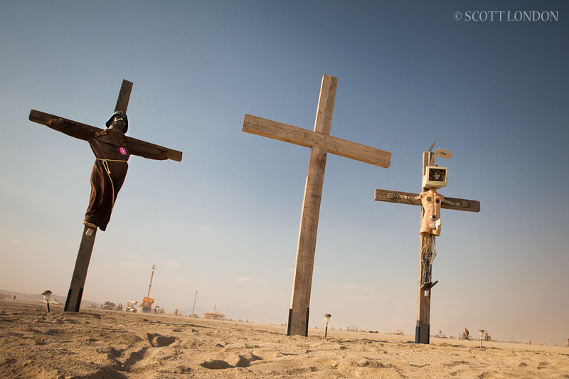Darth Vader on a cross at Burning Man 2013 (Photo by Scott London)