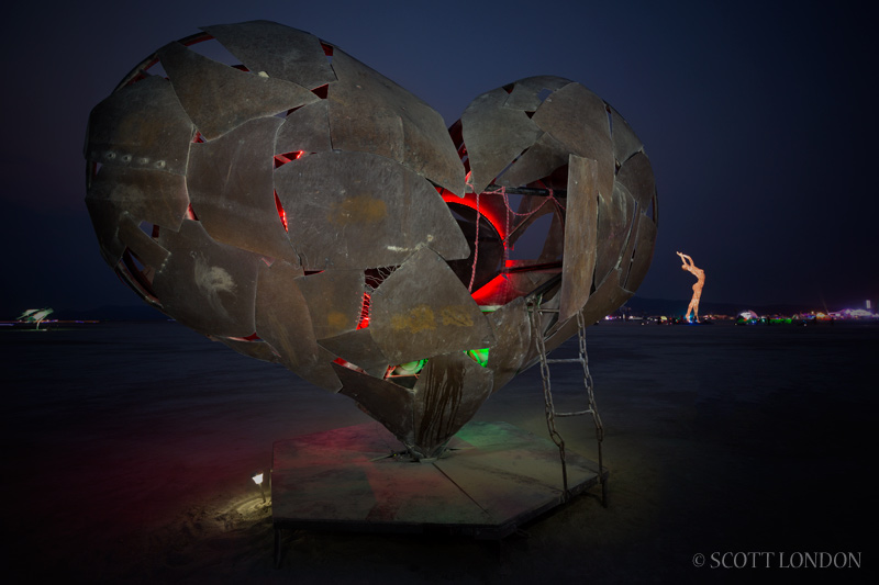Heartfullness, an installation by Katy Boynton, in the early morning twilight at Burning Man 2013 (Photo by Scott London)