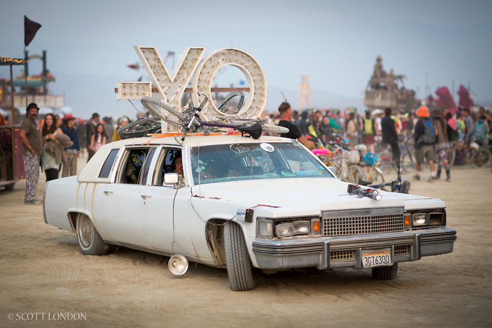 Yo, an artful caddy, at Burning Man 2014 (Photo by Scott London)