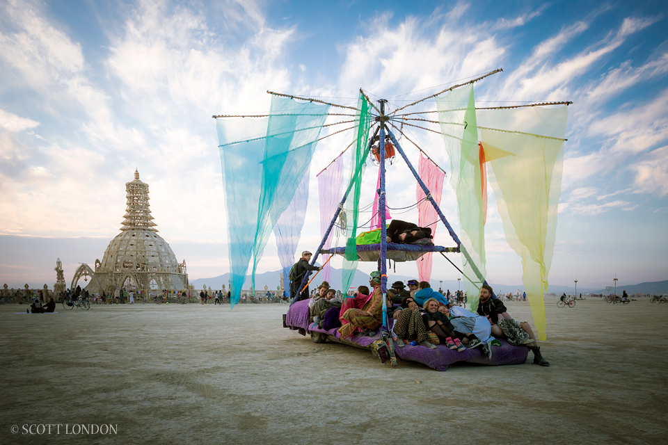 The Sensatron, an art car ferries burners to the Temple of Grace at Burning Man 2014. (Photo by Scott London)