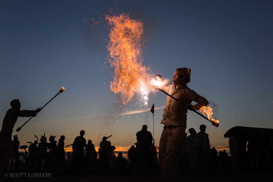 Justin Amanita Breathes Fire at Burning Man 2015