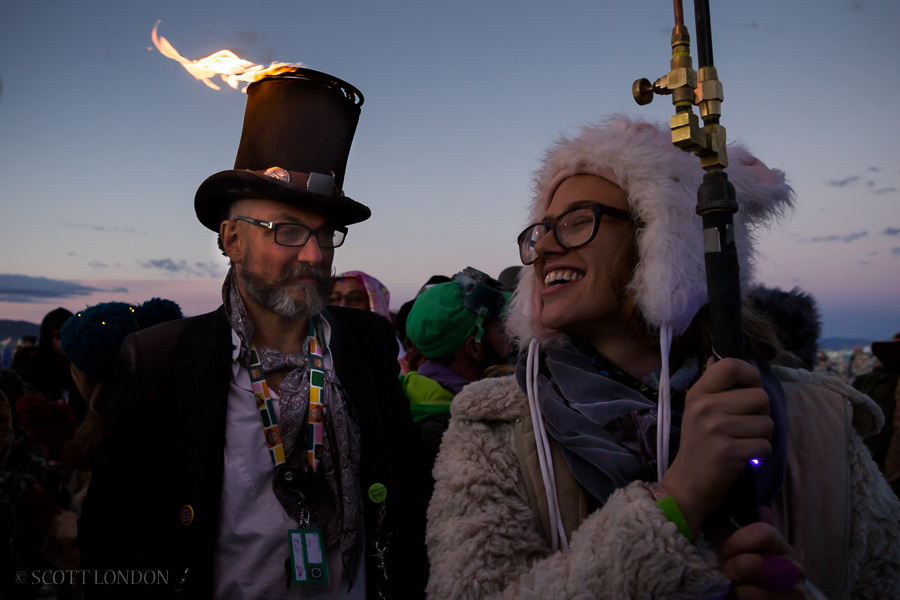 Flaming Hat at Burning Man 2015 (Photo by Scott London)