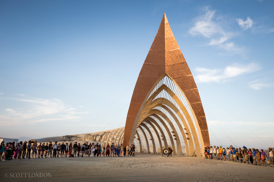 Opening ceremony at the Temple of Promise at Burning Man 2015. (Photo by Scott London)