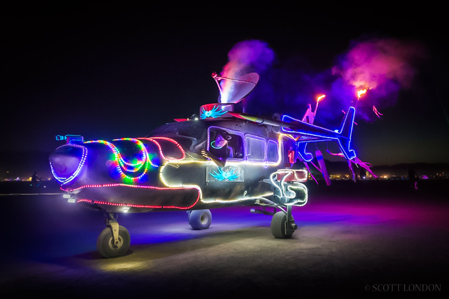 The Gap Jumper XG, an old airplane repurposed as an art car at Burning Man 2015. (Photo by Scott London)