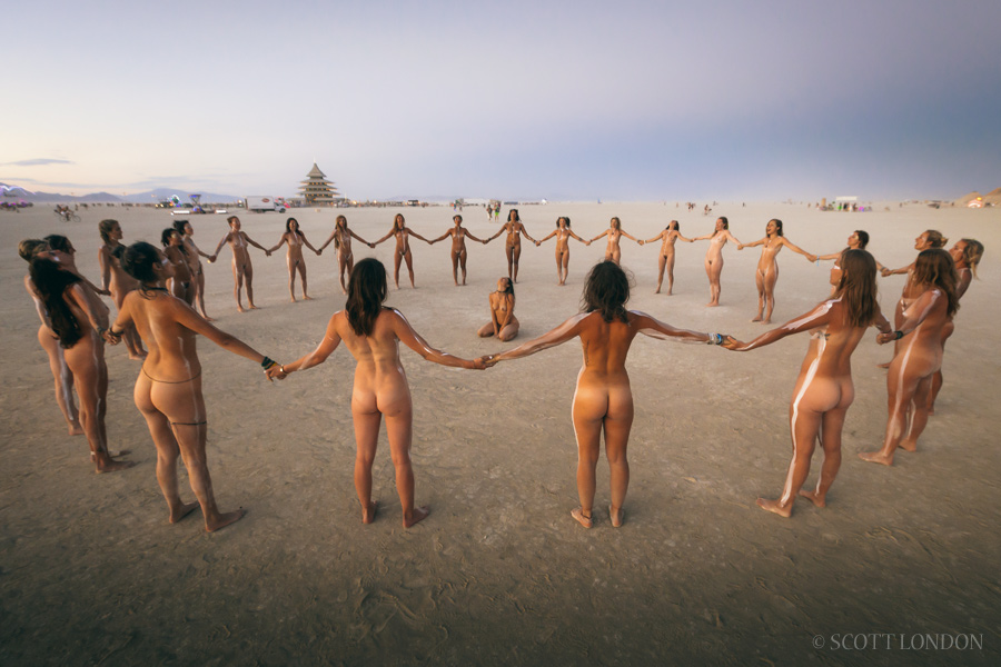 A circle of women at Burning Man 2016. (Photo by Scott London)