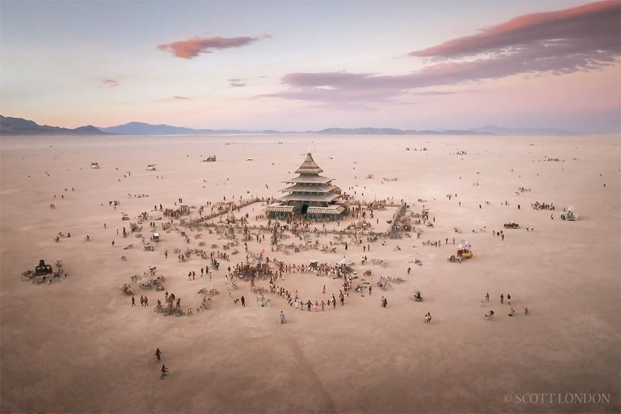 An Aerial View of the Temple Project by David Best at Burning Man 2016. (Photo by Scott London)