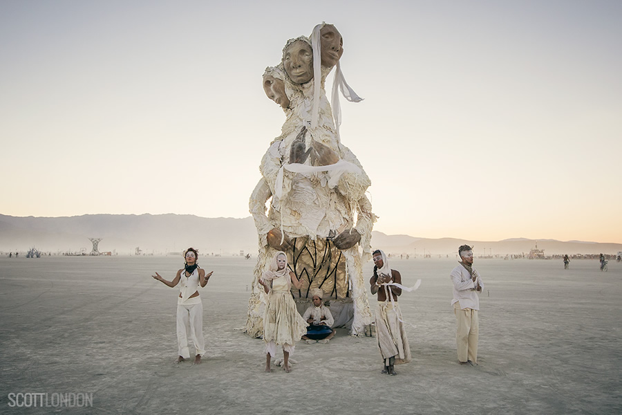 Members of Bad Unkl Sista perform at The Solacii, an installation at Burning Man 2017 (Photo by Scott London)