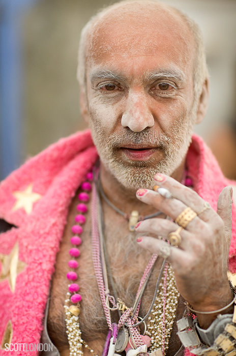 Designer Manish Arora smokes a cigarette after an intense dust storm at Burning Man 2017. (Photo by Scott London)