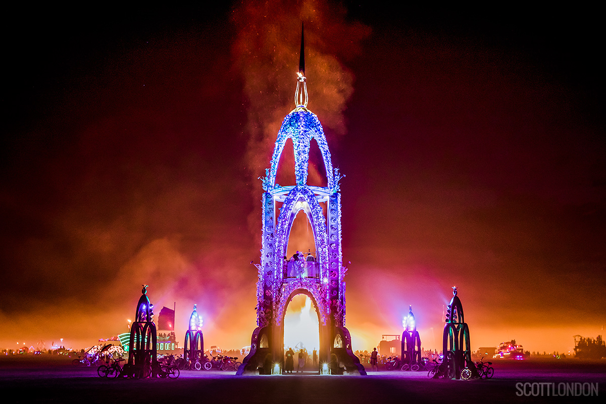 The Flower Tower, an installation by Kevin Clark at Burning Man 2017. (Photo by Scott London)