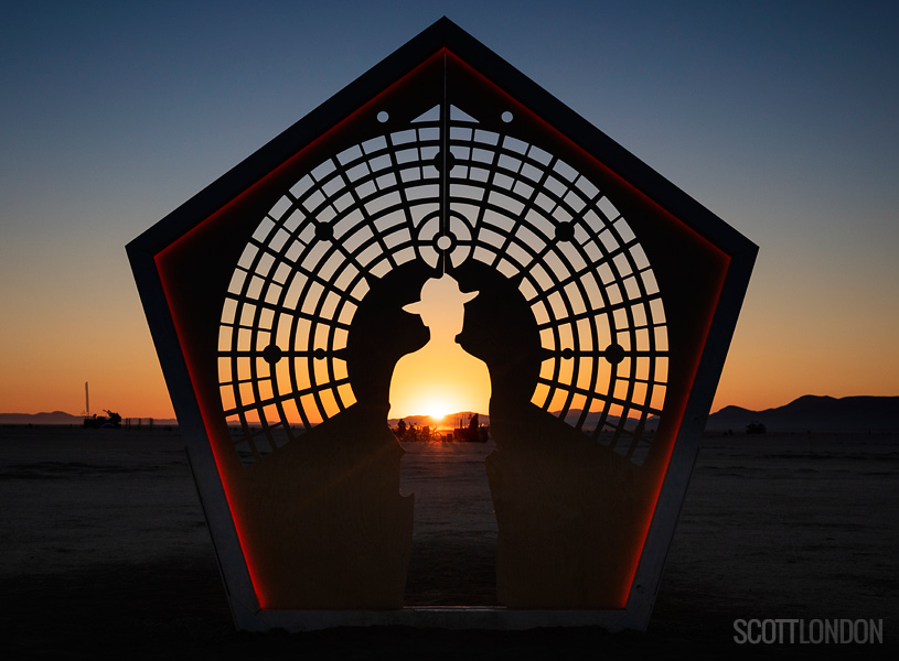 Passage Home, an art installation paying tribute to Larry Harvey by artist Kate Raudenbush at Burning Man 2018. (Photo by Scott London)