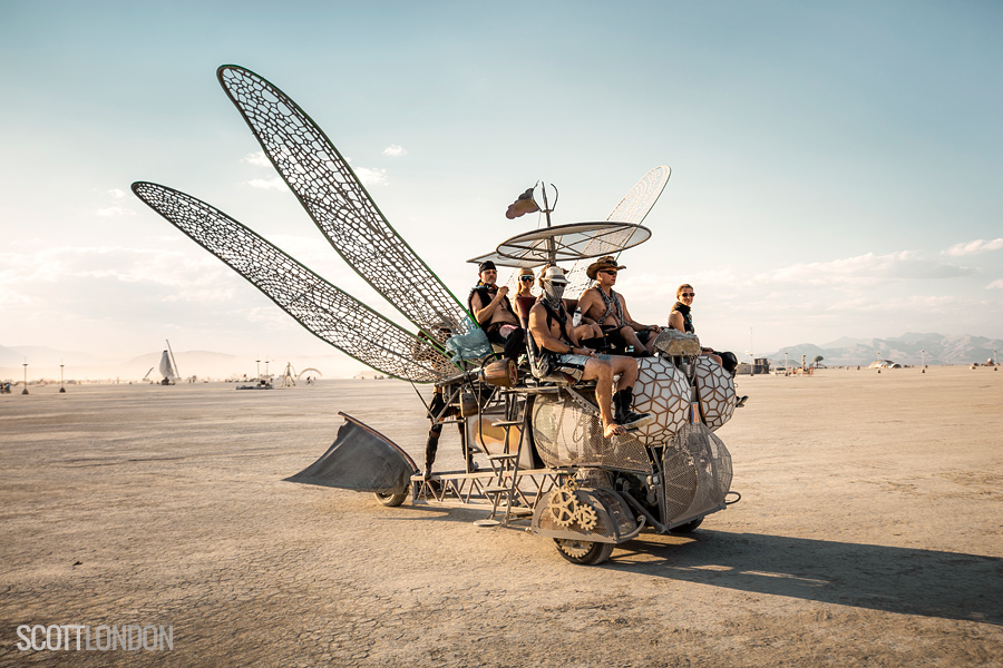 A fabulous dragonfly art car at Burning Man 2018. (Photo by Scott London)