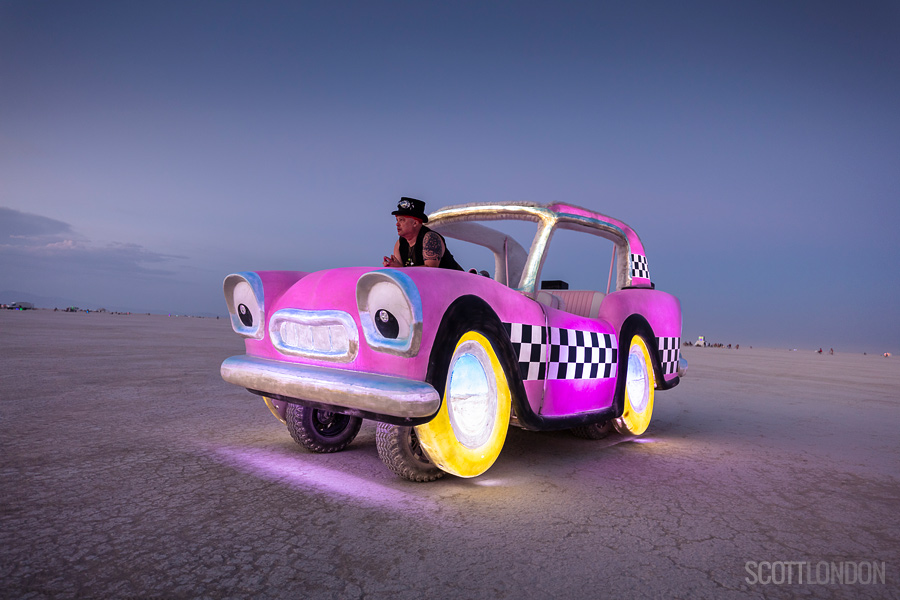 Hani and his Deep Playa Taxi at Burning Man 2018. (Photo by Scott London)
