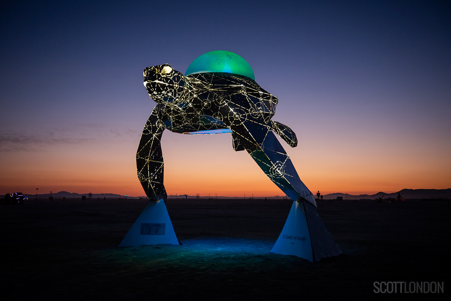 Cosmic Voyager, an installation by artist Martin Taylor and the Chromaforms Collective at Burning Man 2018. (Photo by Scott London)