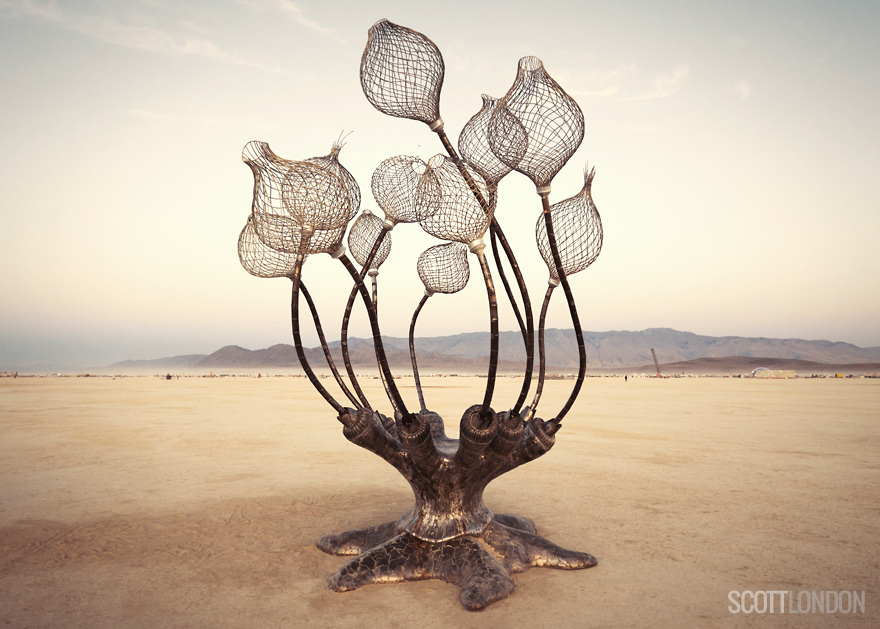 An untitled metal sculpture by Bay Area metal artist Michael Christian at Burning Man 2018. (Photo by Scott London)