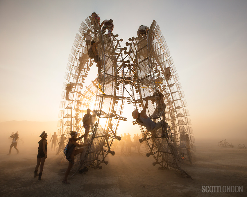 Perpetual Consumption Apparatus, a whimsical installation made entirely from shopping carts by Australian artist Clayton Blake Art at Burning Man 2018. (Photo by Scott London)
