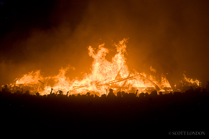 Crowds Storm Up to the Burning Man