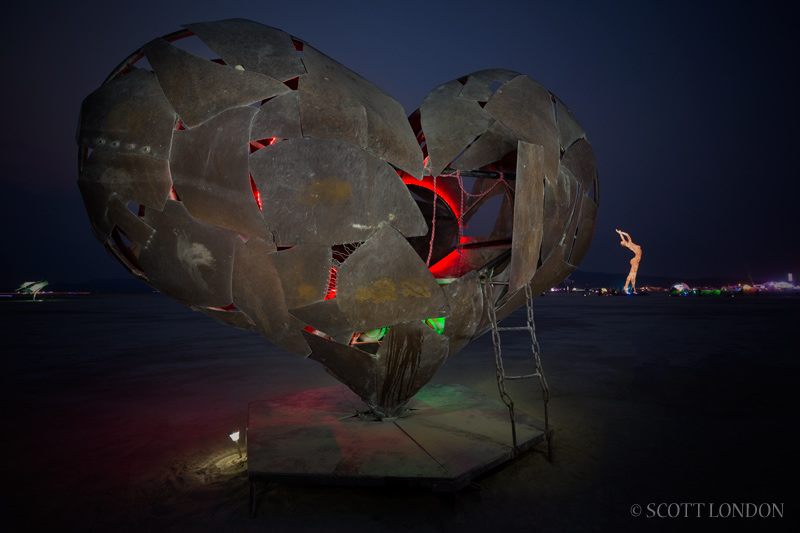 Heartfullness, an installation by Katy Boynton, in the early morning twilight at Burning Man 2013 (Photo by Scott London)