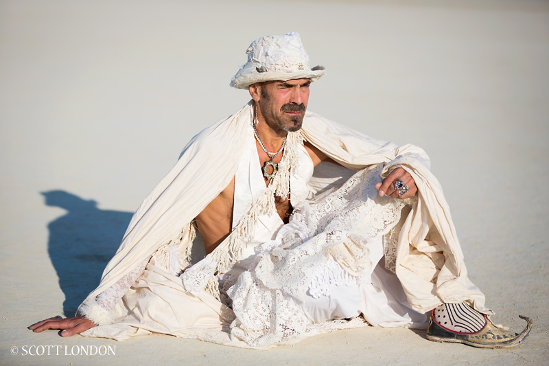 Jeffrey in white at Burning Man 2013 (Photo by Scott London)