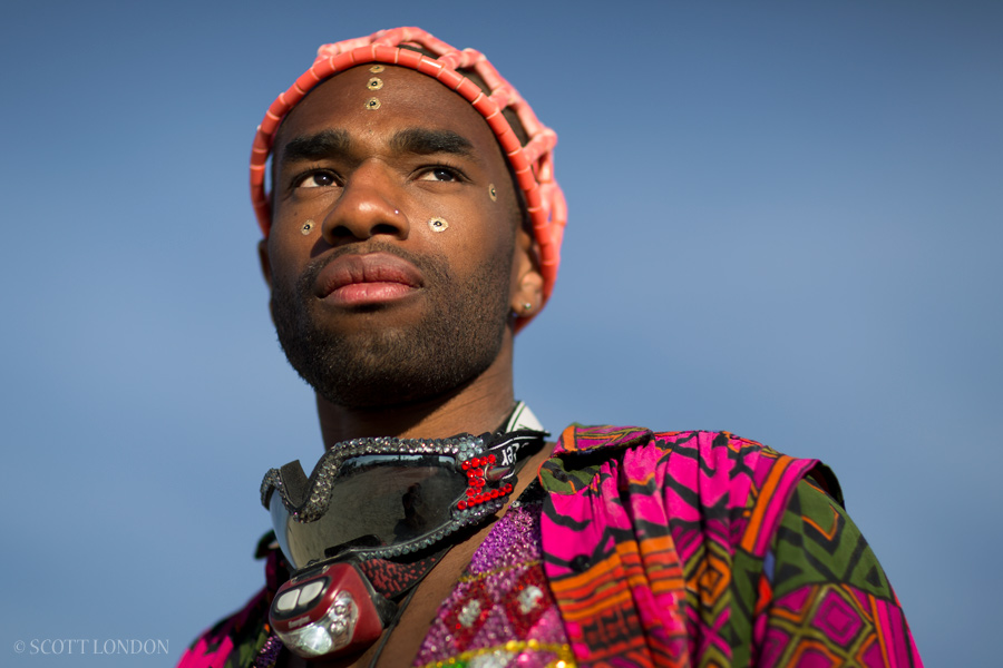 Jaxey, a Burner from the U.K., at Burning Man 2015. (Photo by Scott London)