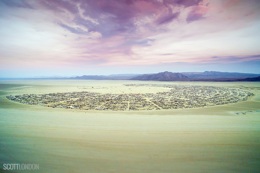 Burning Man 2017 – Arial View of the Black Rock Lighthouse Service at Burning Man 2017. (Photo by Scott London)