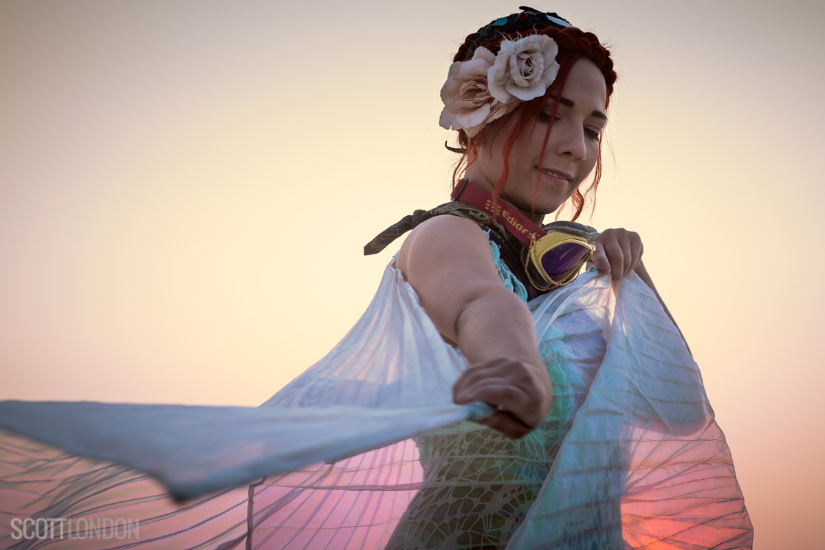 Amy spinning at Burning Man 2017. (Photo by Scott London)