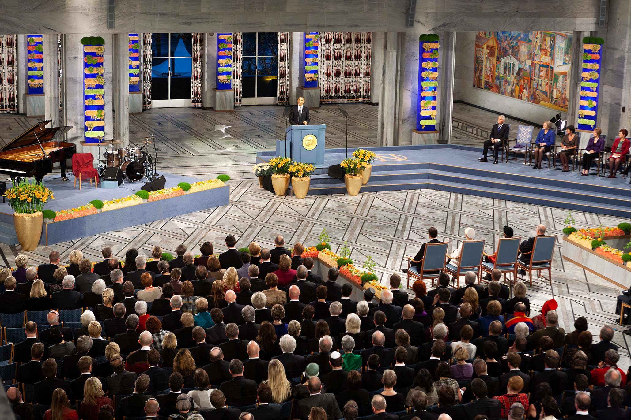 President Barack Obama delivering the Nobel Peace Prize lecture in Oslo City Hall. (Photo by Scott London)